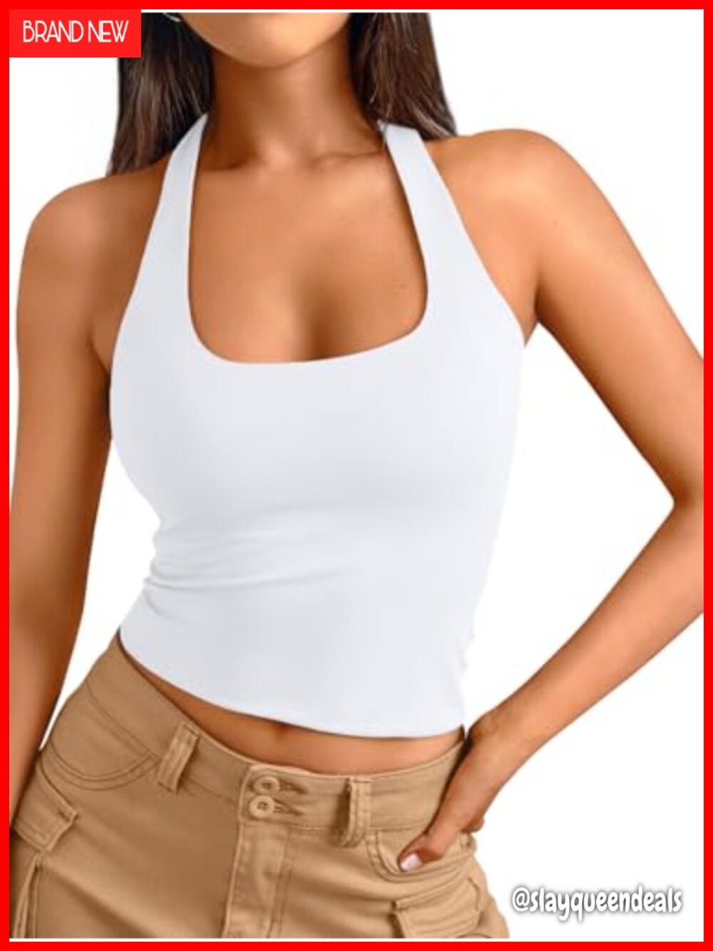 Halter Square Neck Sleeveless Crop Top Y2K Backless Fitted Party Cami
